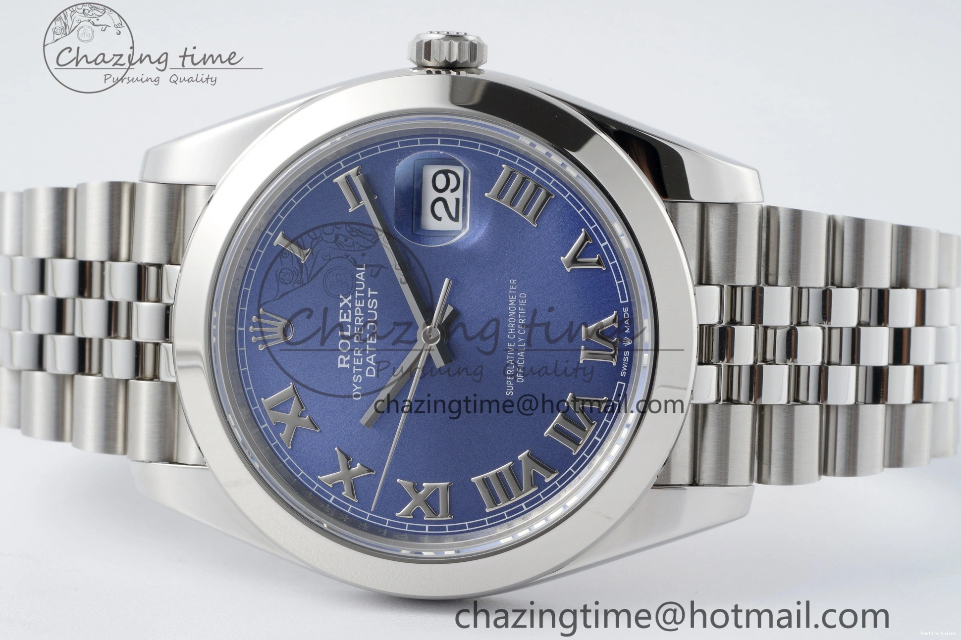 0227 Snug DateJust 41 SS Polished Bezel KING 1:1 Best Edition 904L Steel Blue Roman Dial on Jubilee Bracelet VR 2213